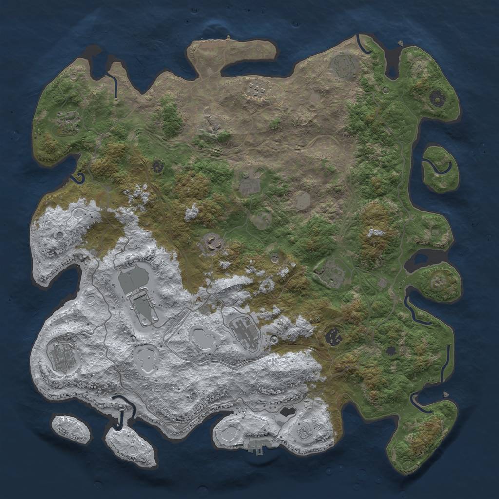 Rust Map: Procedural Map, Size: 4500, Seed: 3128537, 19 Monuments