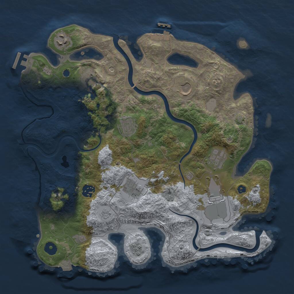 Rust Map: Procedural Map, Size: 3500, Seed: 840637619, 15 Monuments