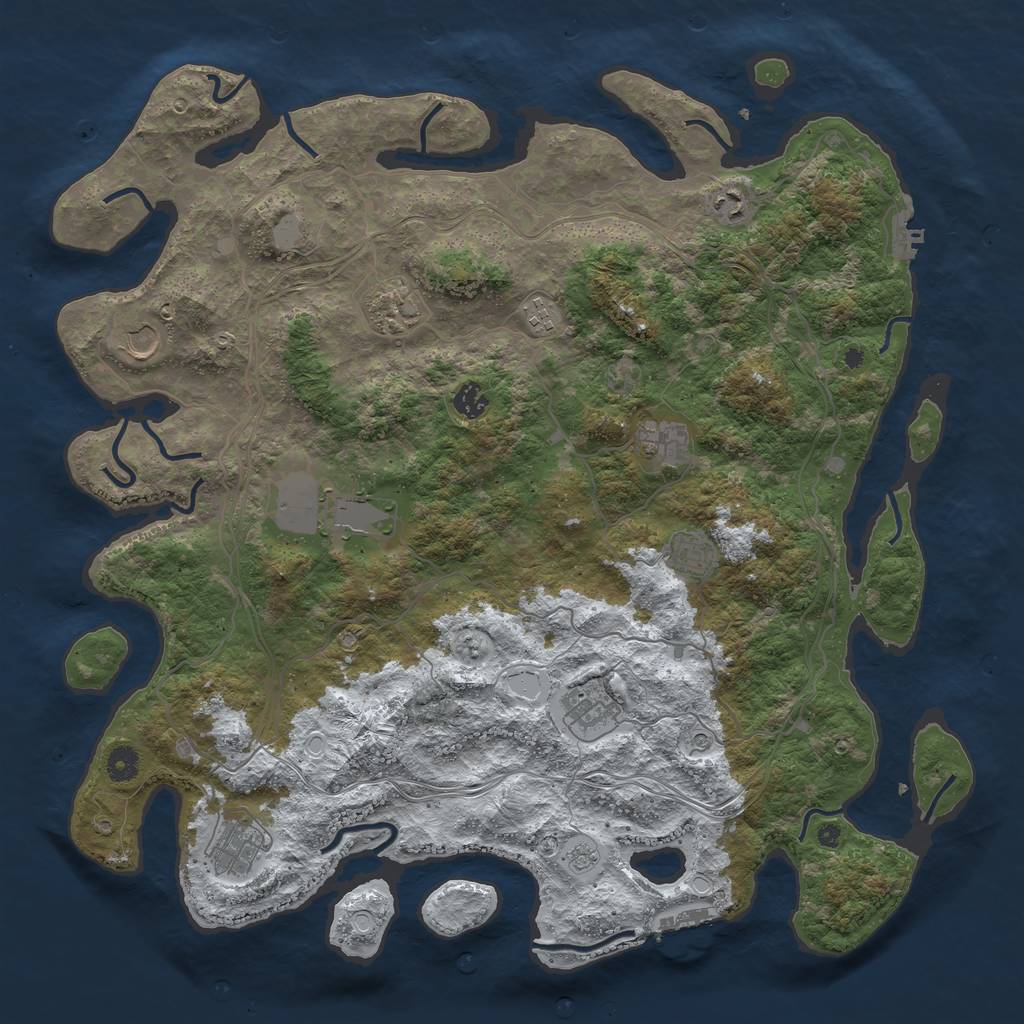 Rust Map: Procedural Map, Size: 4500, Seed: 6054639, 19 Monuments