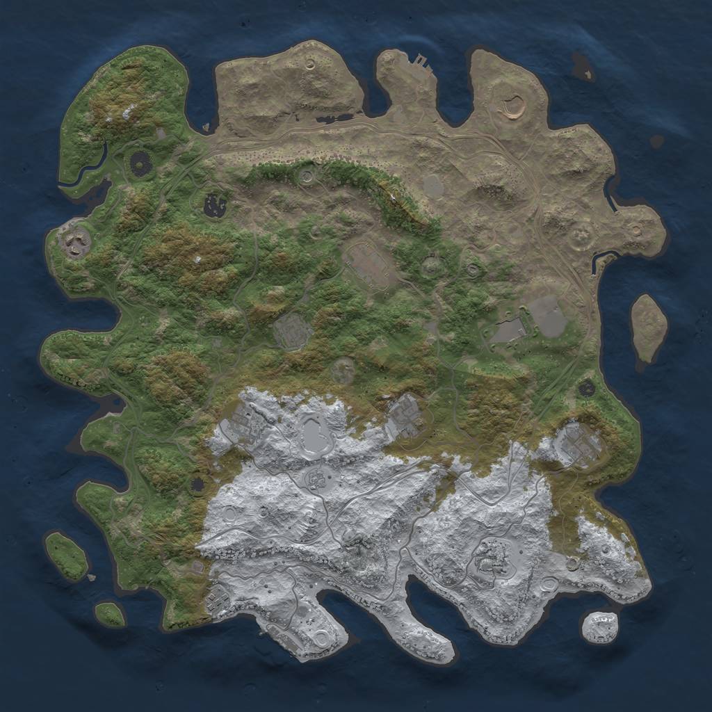 Rust Map: Procedural Map, Size: 4500, Seed: 6400442, 20 Monuments