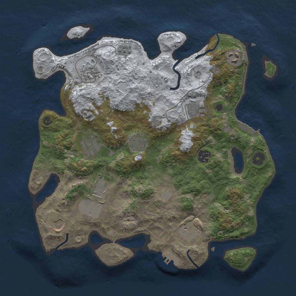 Rust Map: Procedural Map, Size: 3500, Seed: 158927352, 19 Monuments