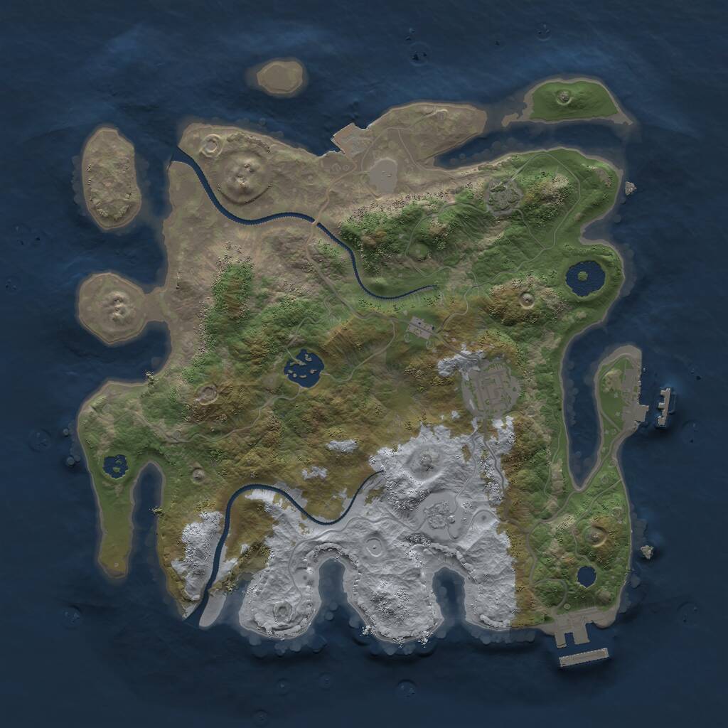 Rust Map: Procedural Map, Size: 3000, Seed: 1027666292, 7 Monuments