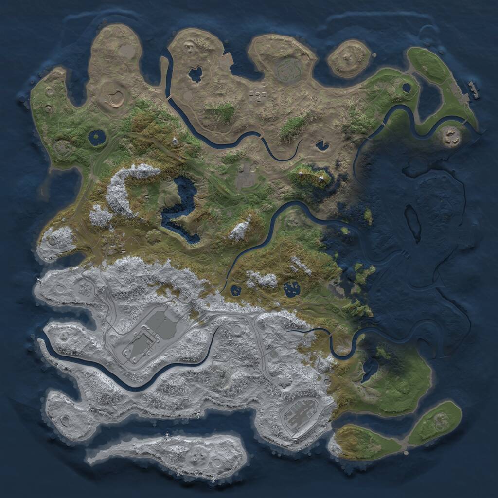 Rust Map: Procedural Map, Size: 4500, Seed: 68419, 16 Monuments
