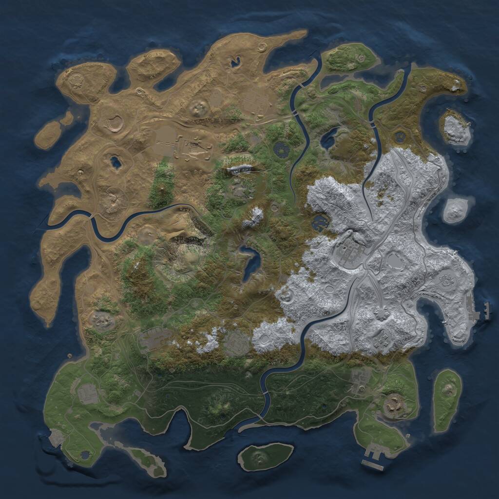 Rust Map: Procedural Map, Size: 4500, Seed: 3292048, 19 Monuments