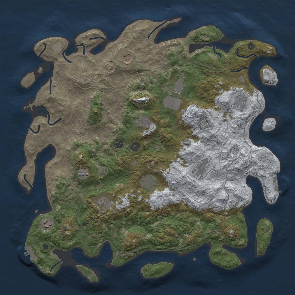 Rust Map: Procedural Map, Size: 4500, Seed: 3292048, 19 Monuments