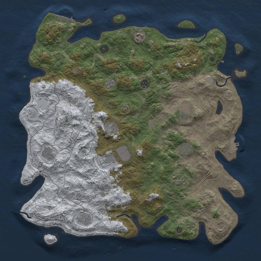 Rust Map: Procedural Map, Size: 4500, Seed: 5211521, 20 Monuments