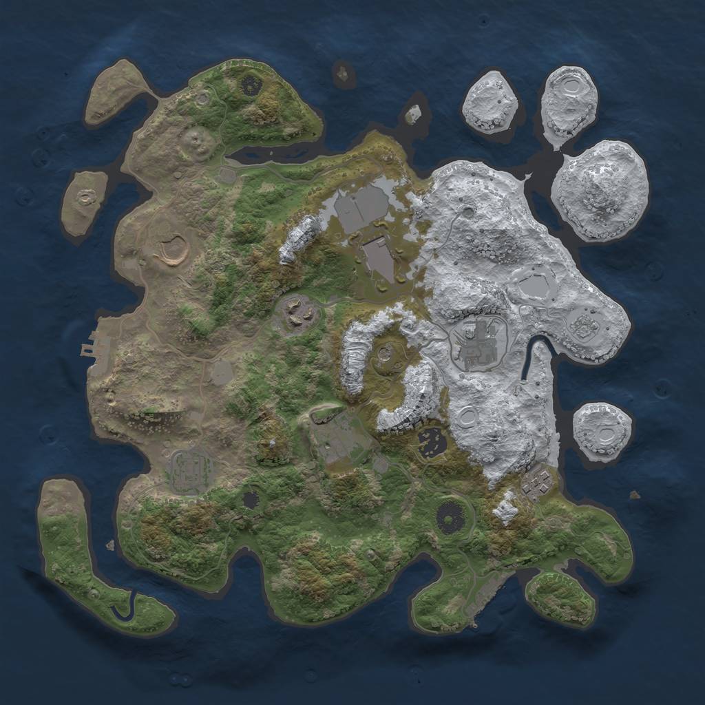 Rust Map: Procedural Map, Size: 3500, Seed: 1991046858, 17 Monuments
