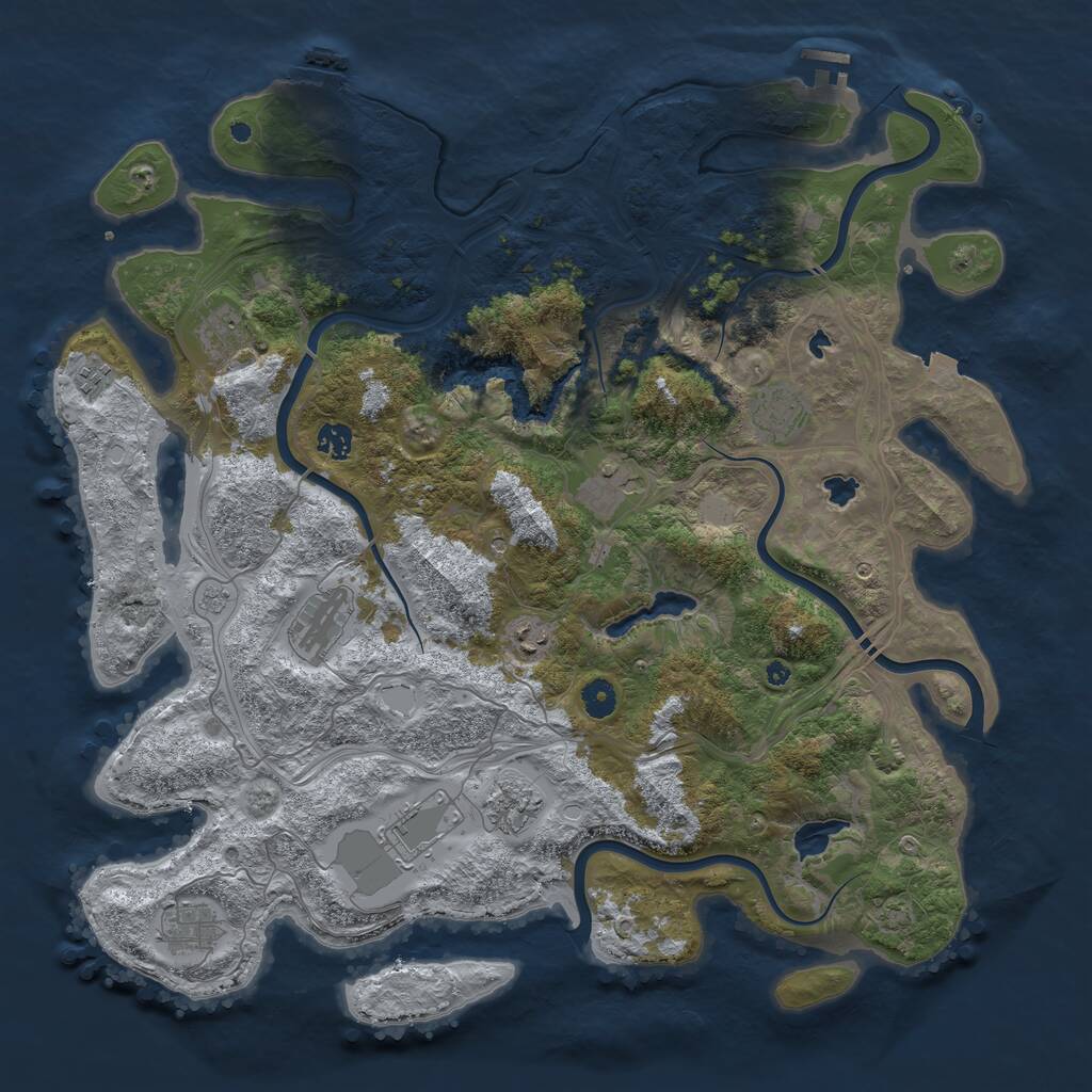 Rust Map: Procedural Map, Size: 4500, Seed: 2375513, 16 Monuments