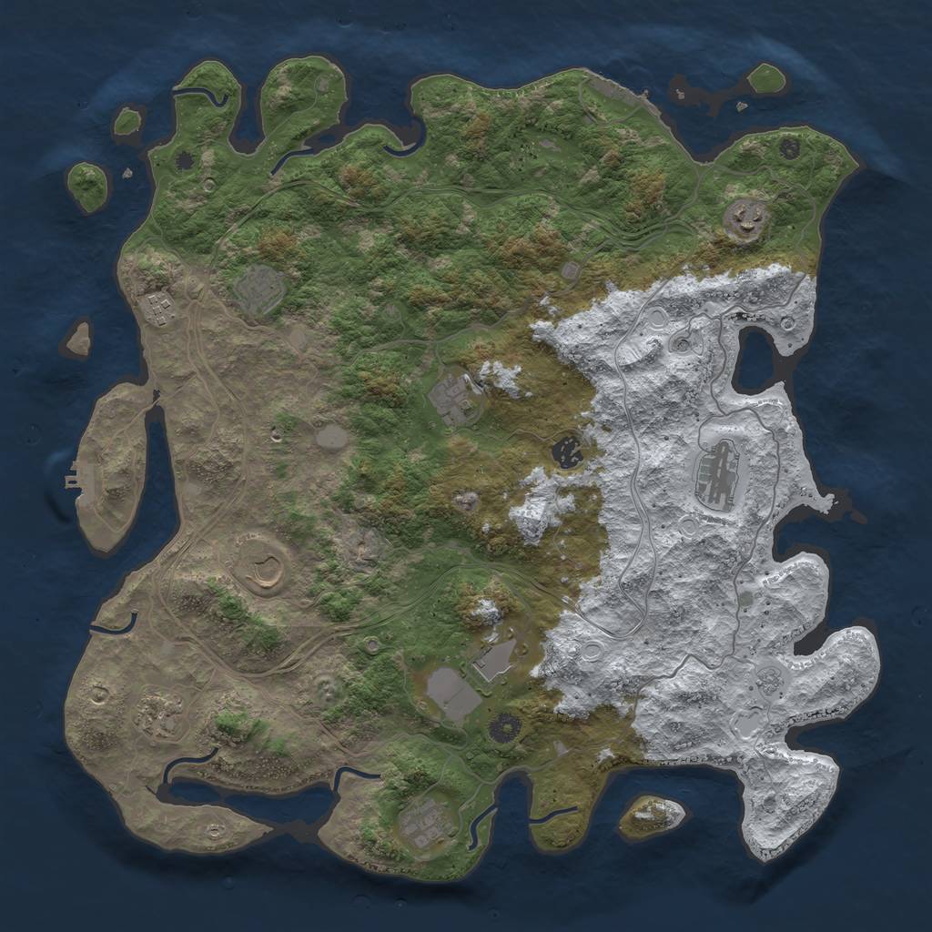 Rust Map: Procedural Map, Size: 4500, Seed: 5664122, 19 Monuments