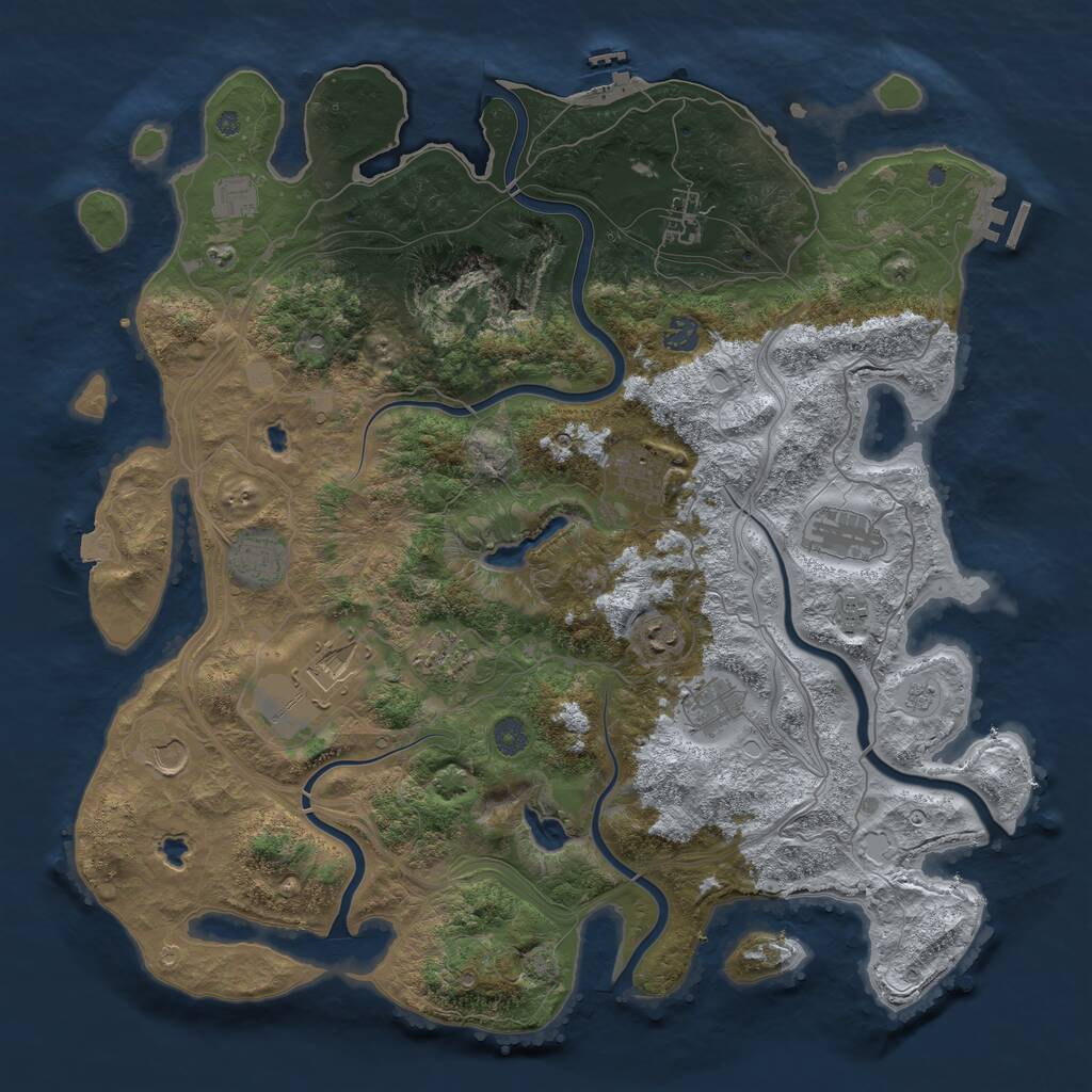 Rust Map: Procedural Map, Size: 4500, Seed: 5664122, 19 Monuments