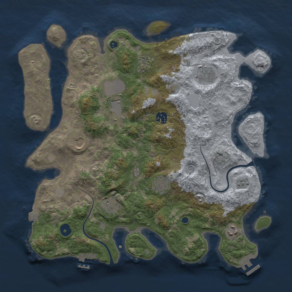 Rust Map: Procedural Map, Size: 3750, Seed: 585429911, 15 Monuments