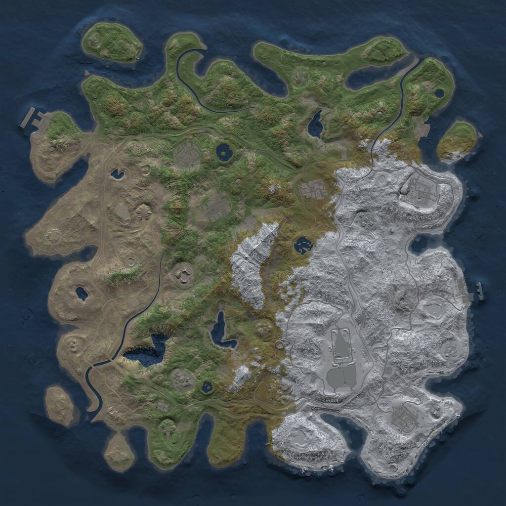 Rust Map: Procedural Map, Size: 4500, Seed: 1105845, 16 Monuments
