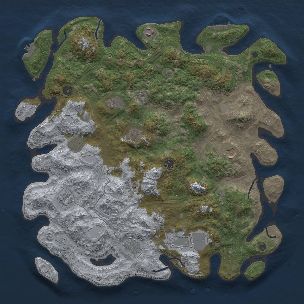 Rust Map: Procedural Map, Size: 4500, Seed: 9022175, 19 Monuments