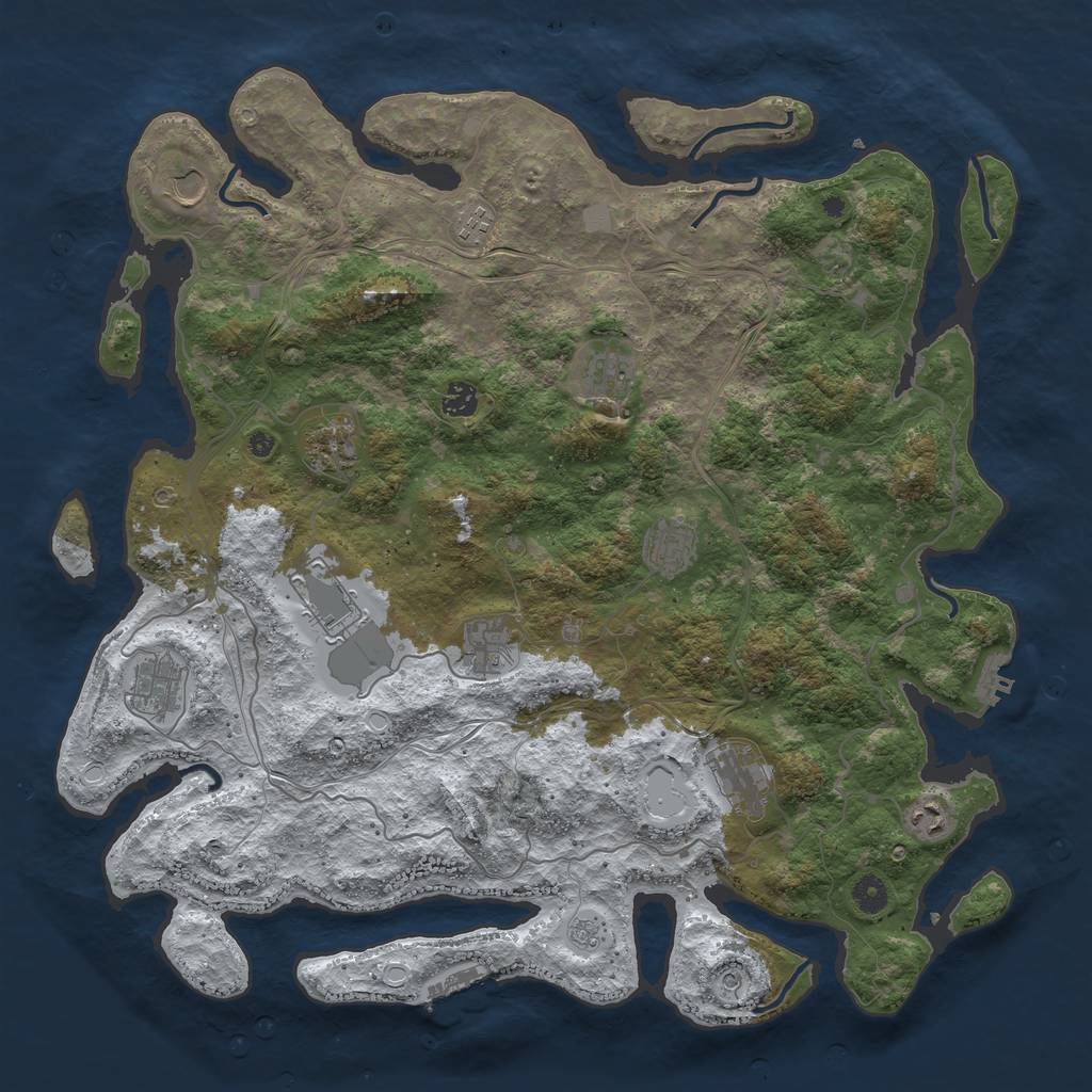 Rust Map: Procedural Map, Size: 4500, Seed: 1986949619, 20 Monuments