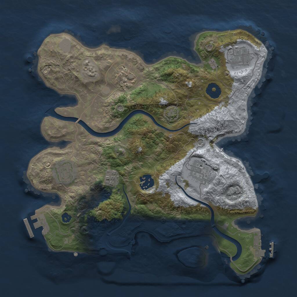 Rust Map: Procedural Map, Size: 3000, Seed: 34841, 11 Monuments