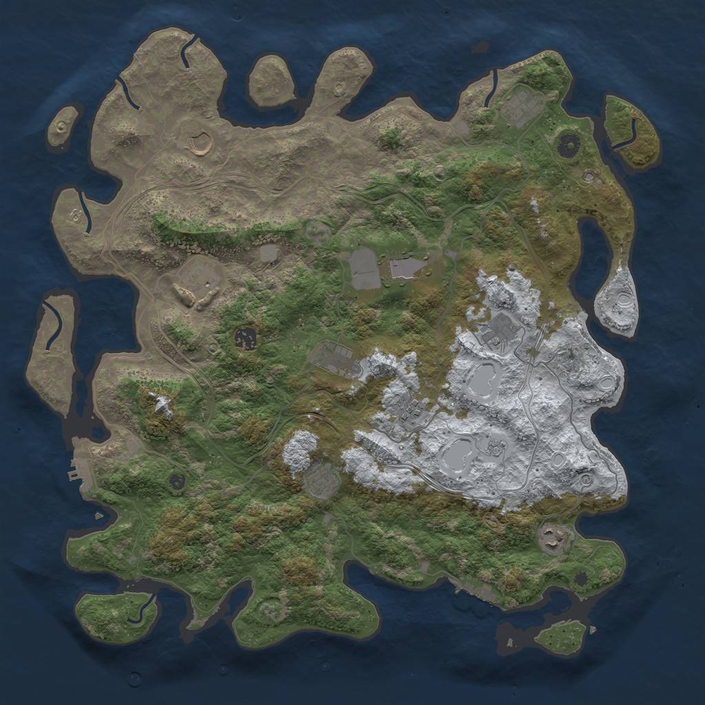 Rust Map: Procedural Map, Size: 4500, Seed: 1142370, 19 Monuments