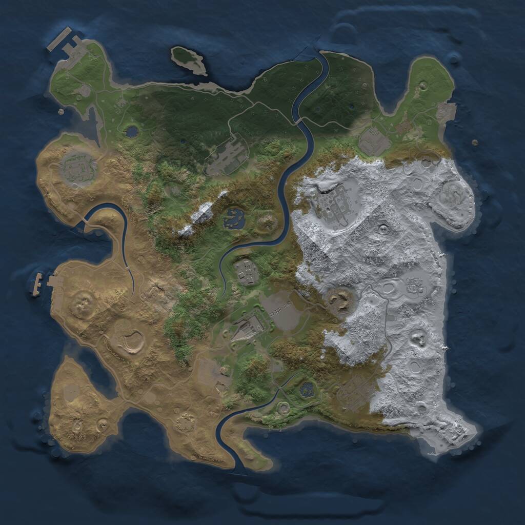 Rust Map: Procedural Map, Size: 3500, Seed: 494712081, 18 Monuments