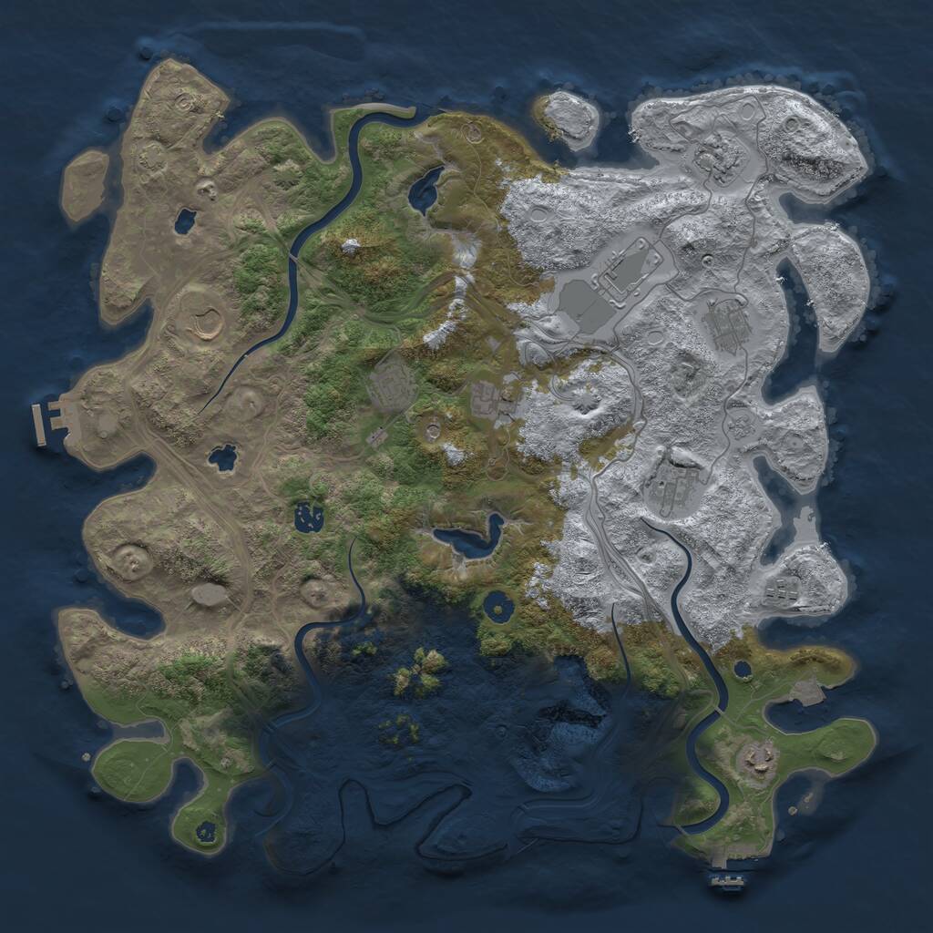 Rust Map: Procedural Map, Size: 4500, Seed: 810374, 16 Monuments