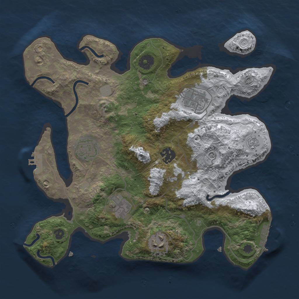 Rust Map: Procedural Map, Size: 3000, Seed: 1494841450, 14 Monuments