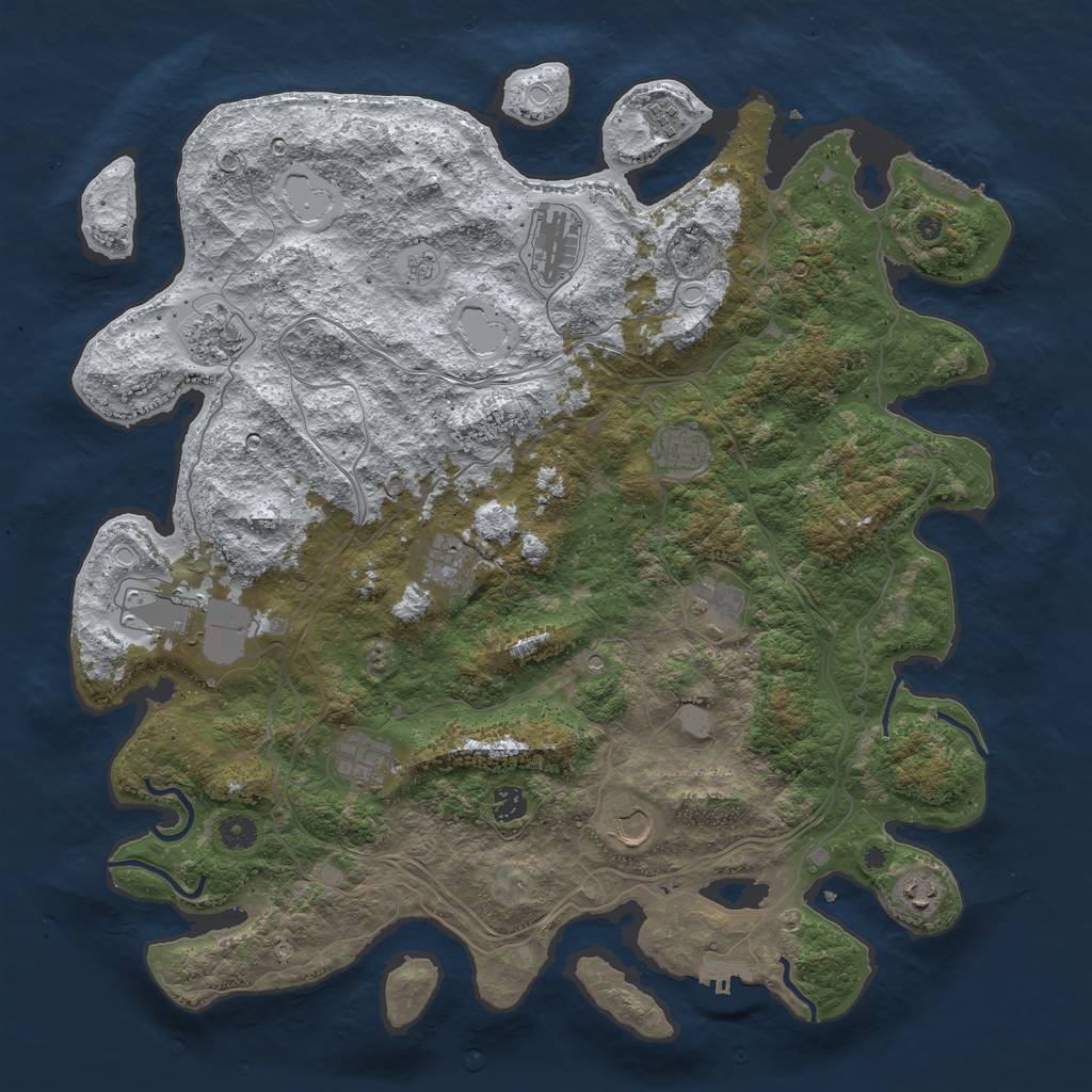Rust Map: Procedural Map, Size: 4500, Seed: 603395315, 20 Monuments