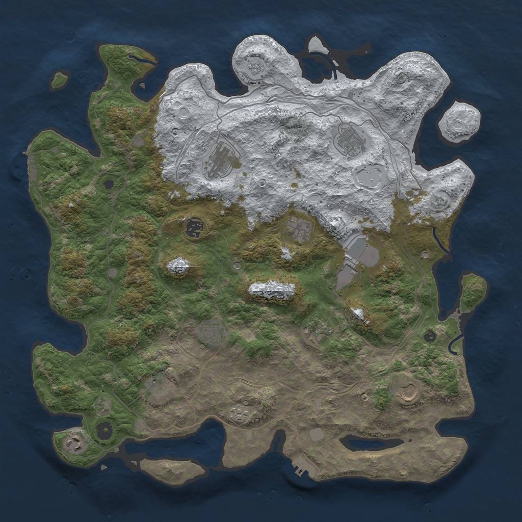 Rust Map: Procedural Map, Size: 4500, Seed: 1292531, 20 Monuments