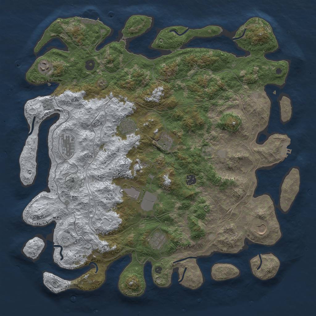 Rust Map: Procedural Map, Size: 4500, Seed: 5341139, 18 Monuments