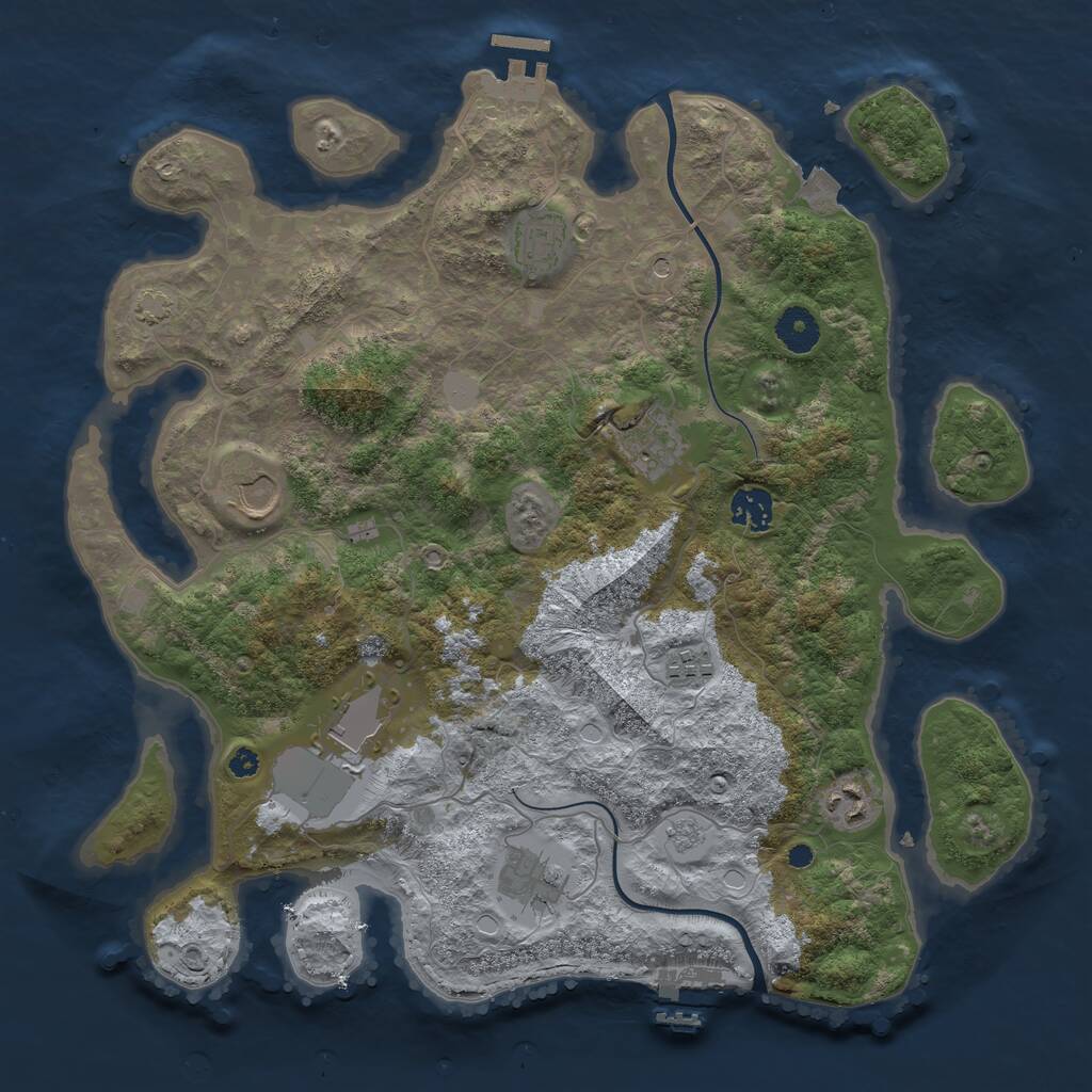 Rust Map: Procedural Map, Size: 3750, Seed: 97515451, 14 Monuments