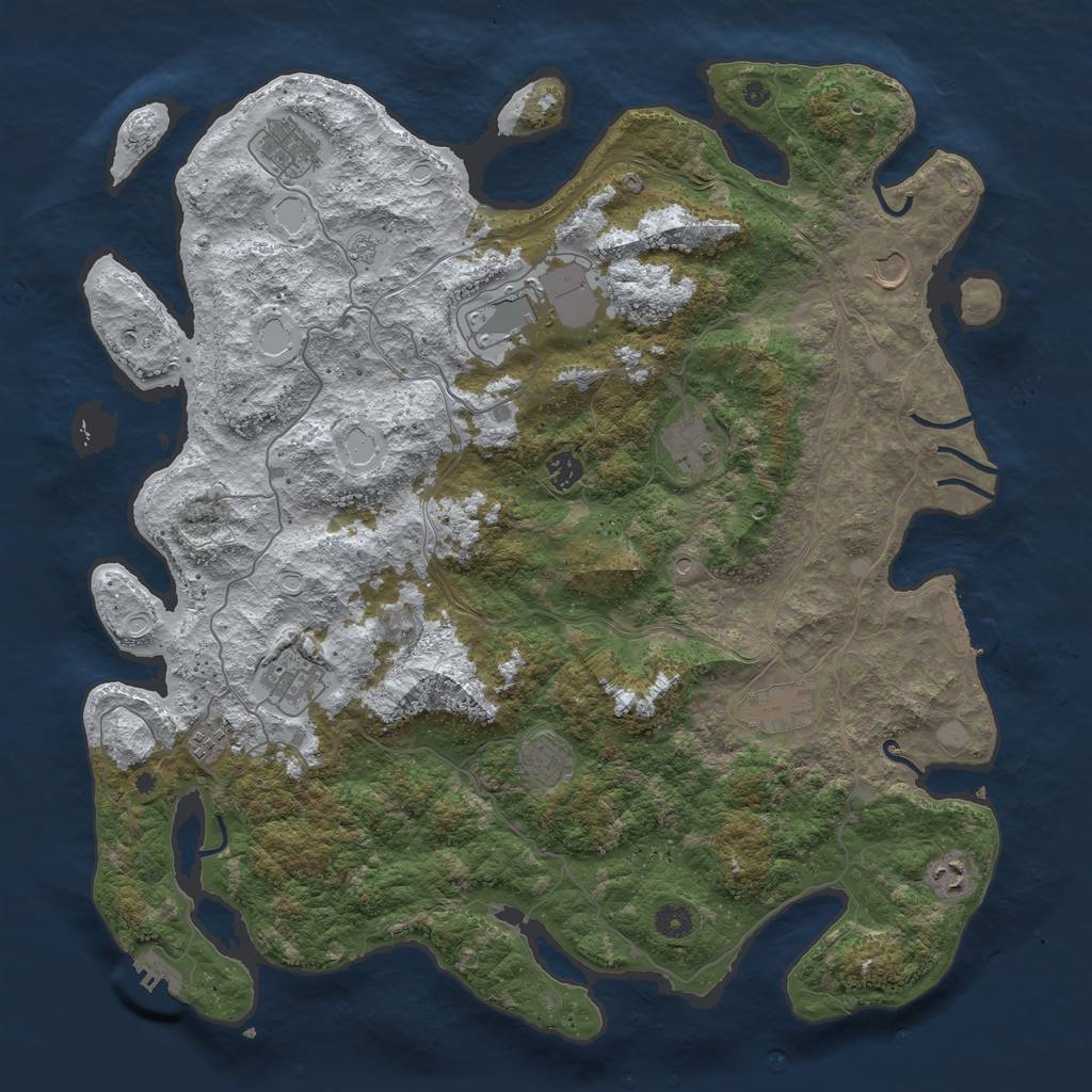 Rust Map: Procedural Map, Size: 4500, Seed: 4267545, 19 Monuments