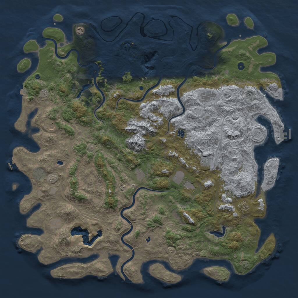 Rust Map: Procedural Map, Size: 6000, Seed: 1874288190, 17 Monuments