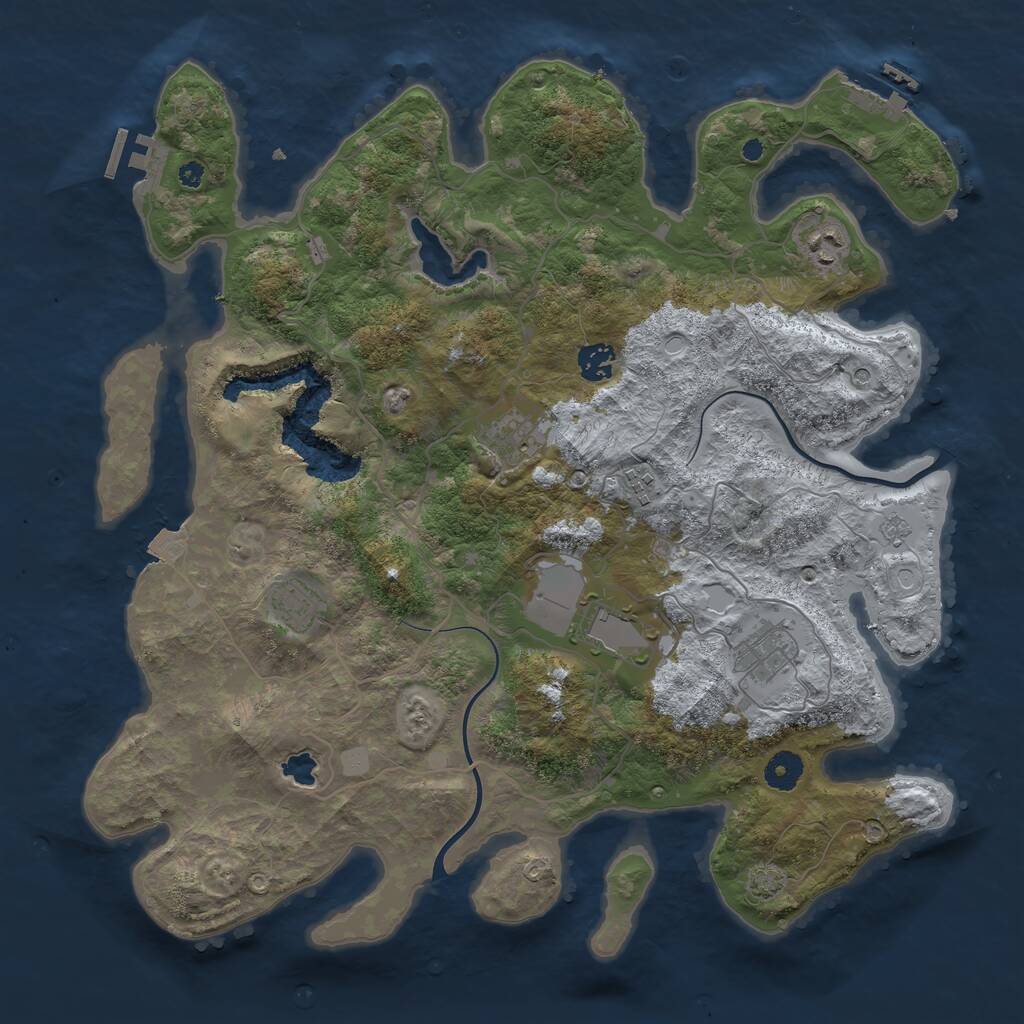Rust Map: Procedural Map, Size: 4000, Seed: 257378678, 13 Monuments