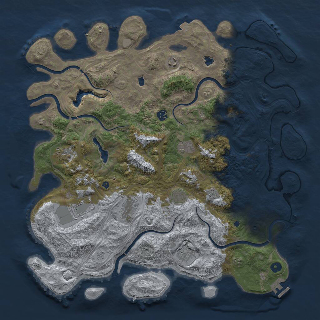 Rust Map: Procedural Map, Size: 4500, Seed: 3259873, 14 Monuments