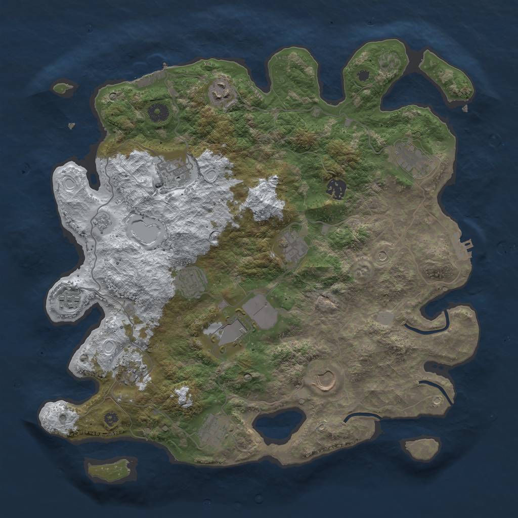 Rust Map: Procedural Map, Size: 3850, Seed: 336592284, 20 Monuments