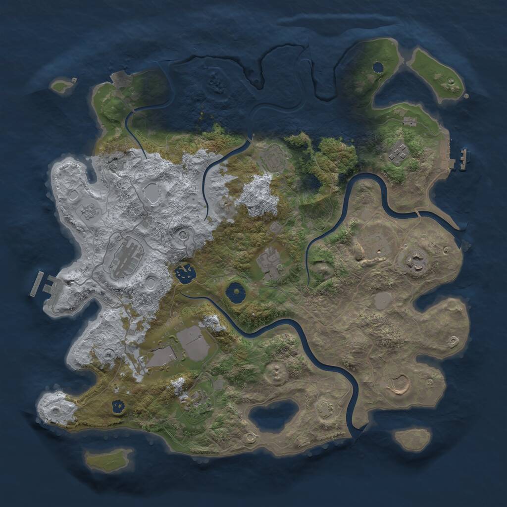 Rust Map: Procedural Map, Size: 3850, Seed: 336592284, 16 Monuments