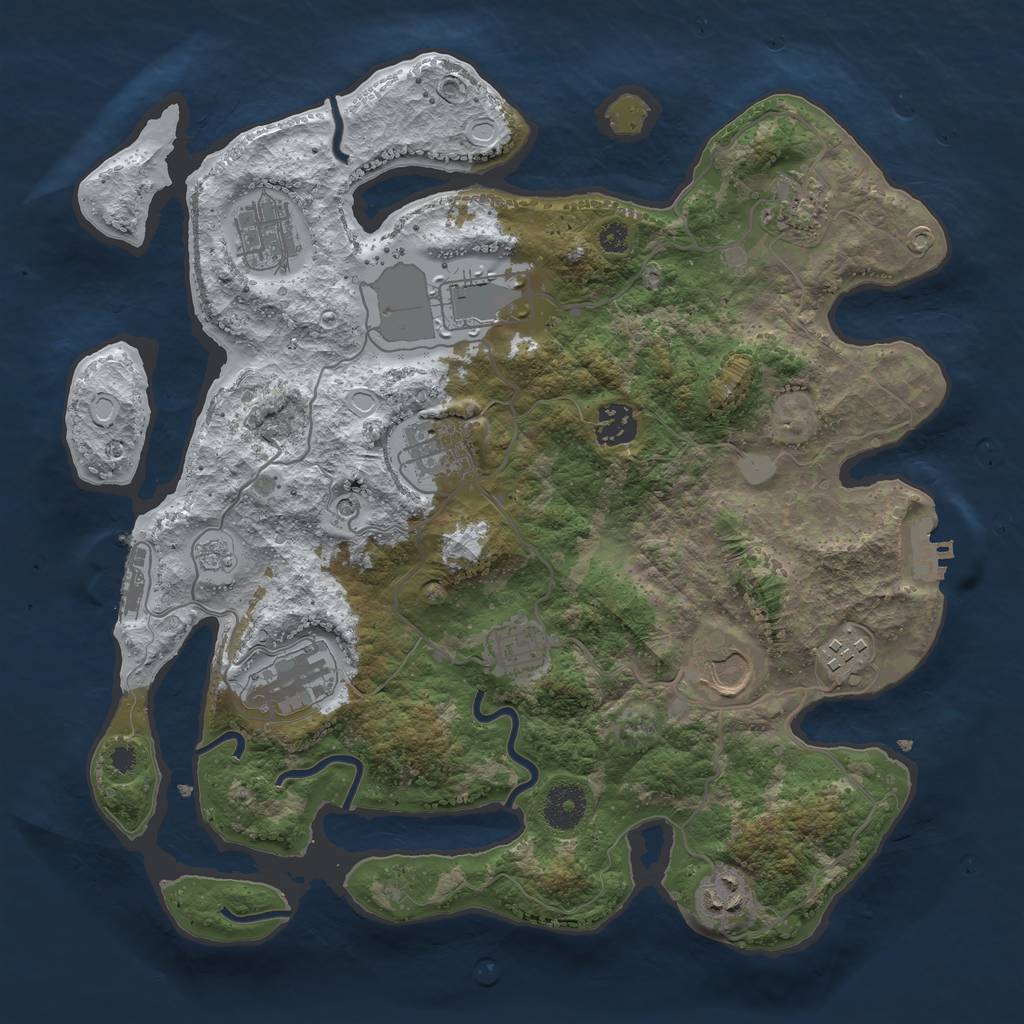 Rust Map: Procedural Map, Size: 3500, Seed: 52319826, 19 Monuments