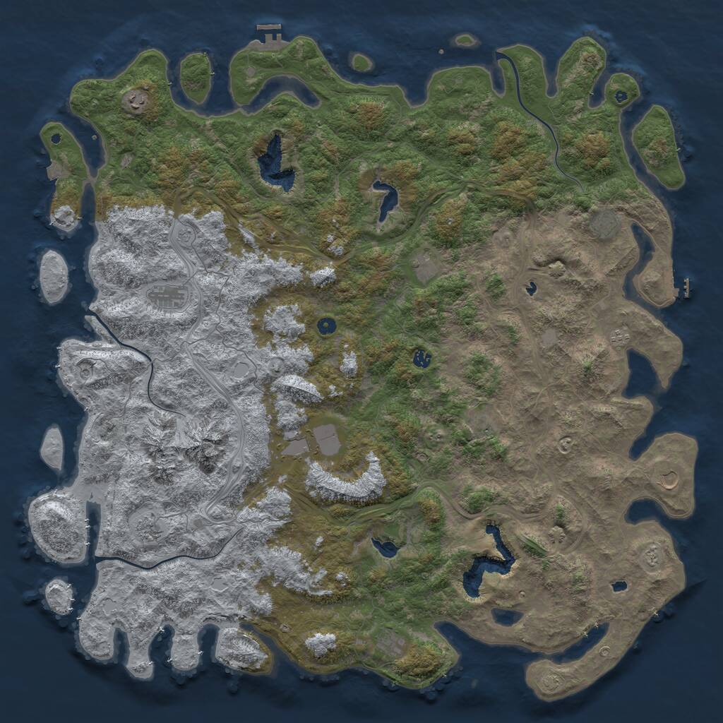 Rust Map: Procedural Map, Size: 6000, Seed: 6666666, 17 Monuments