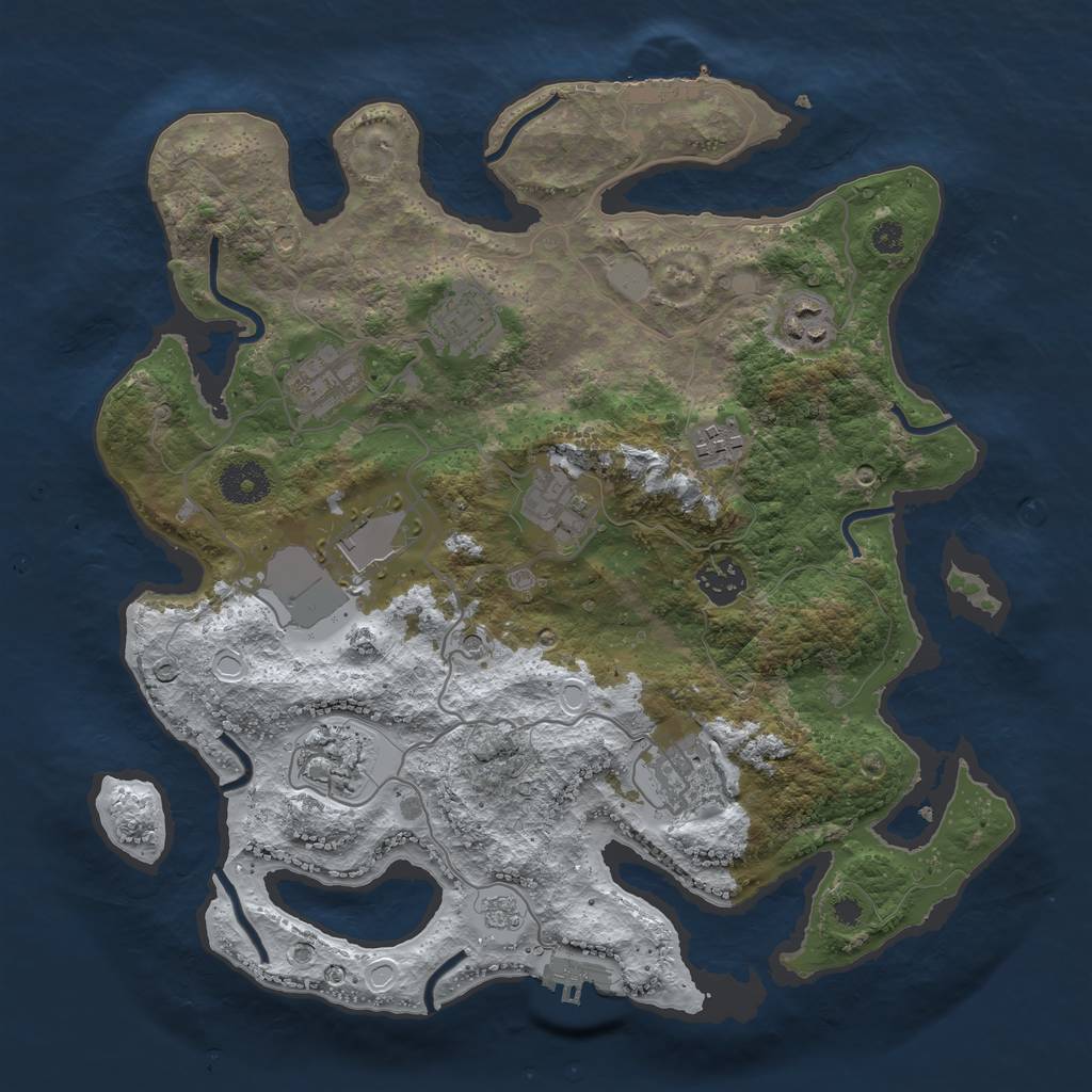 Rust Map: Procedural Map, Size: 3500, Seed: 5634162, 18 Monuments