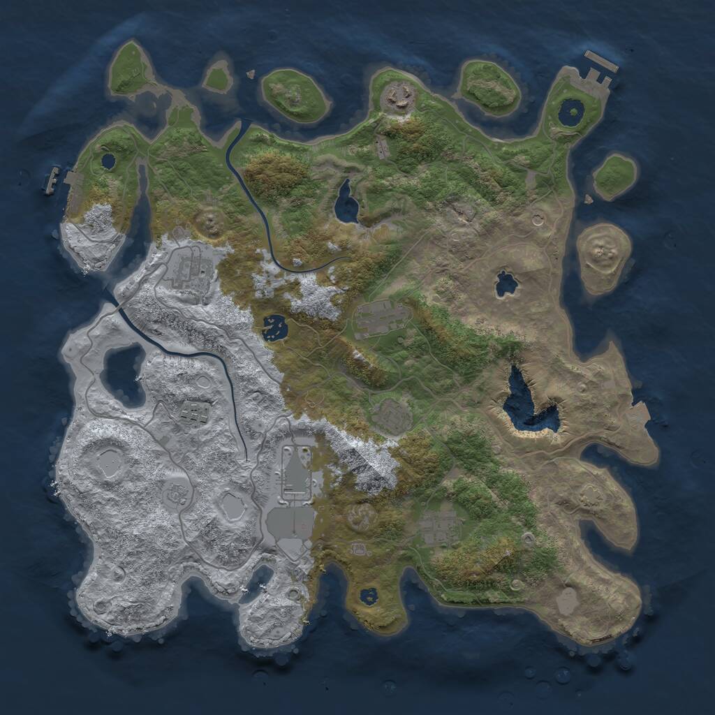 Rust Map: Procedural Map, Size: 4000, Seed: 818684927, 14 Monuments
