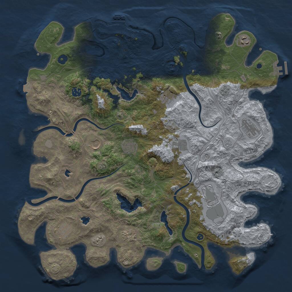 Rust Map: Procedural Map, Size: 4500, Seed: 276454629, 17 Monuments