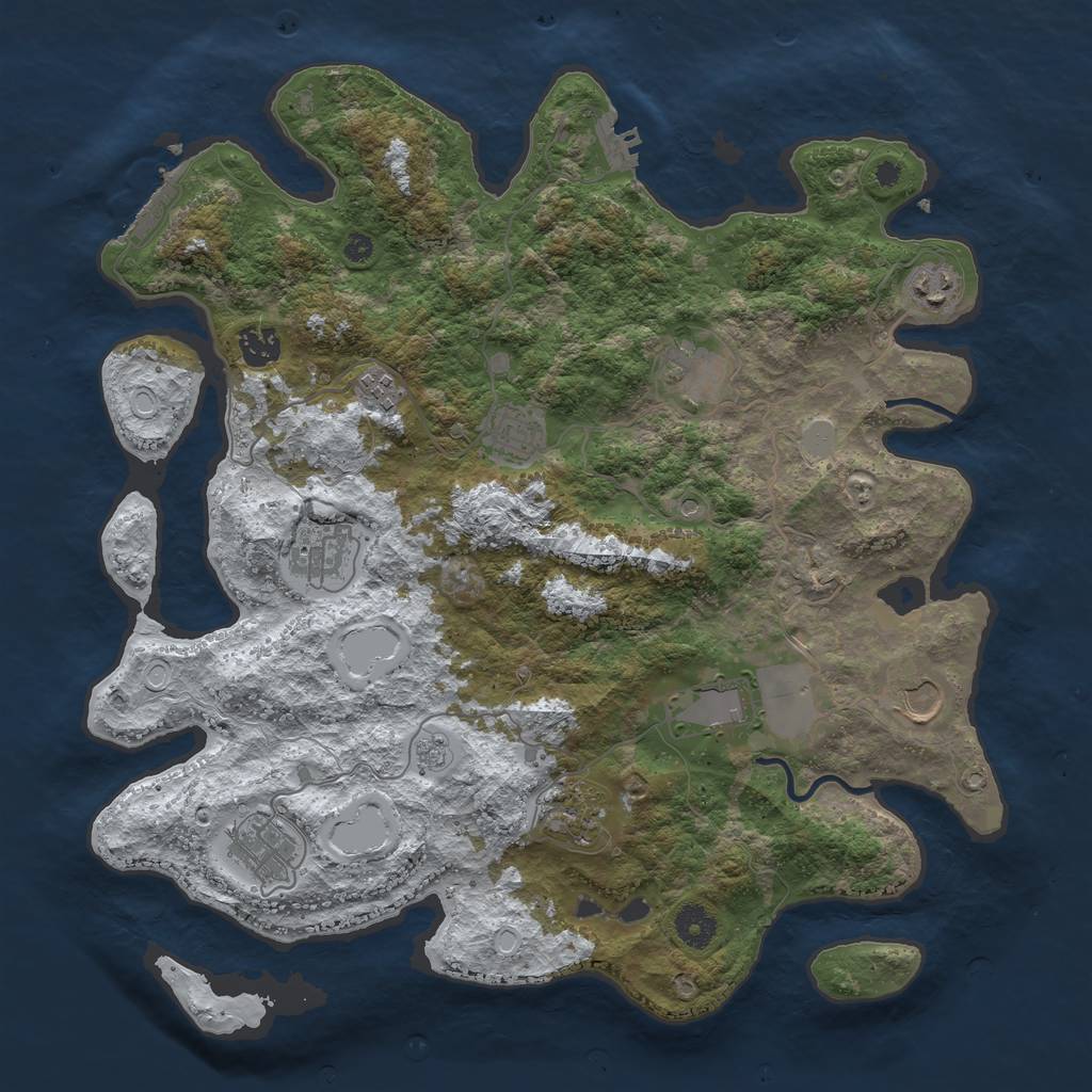 Rust Map: Procedural Map, Size: 3900, Seed: 128659, 19 Monuments