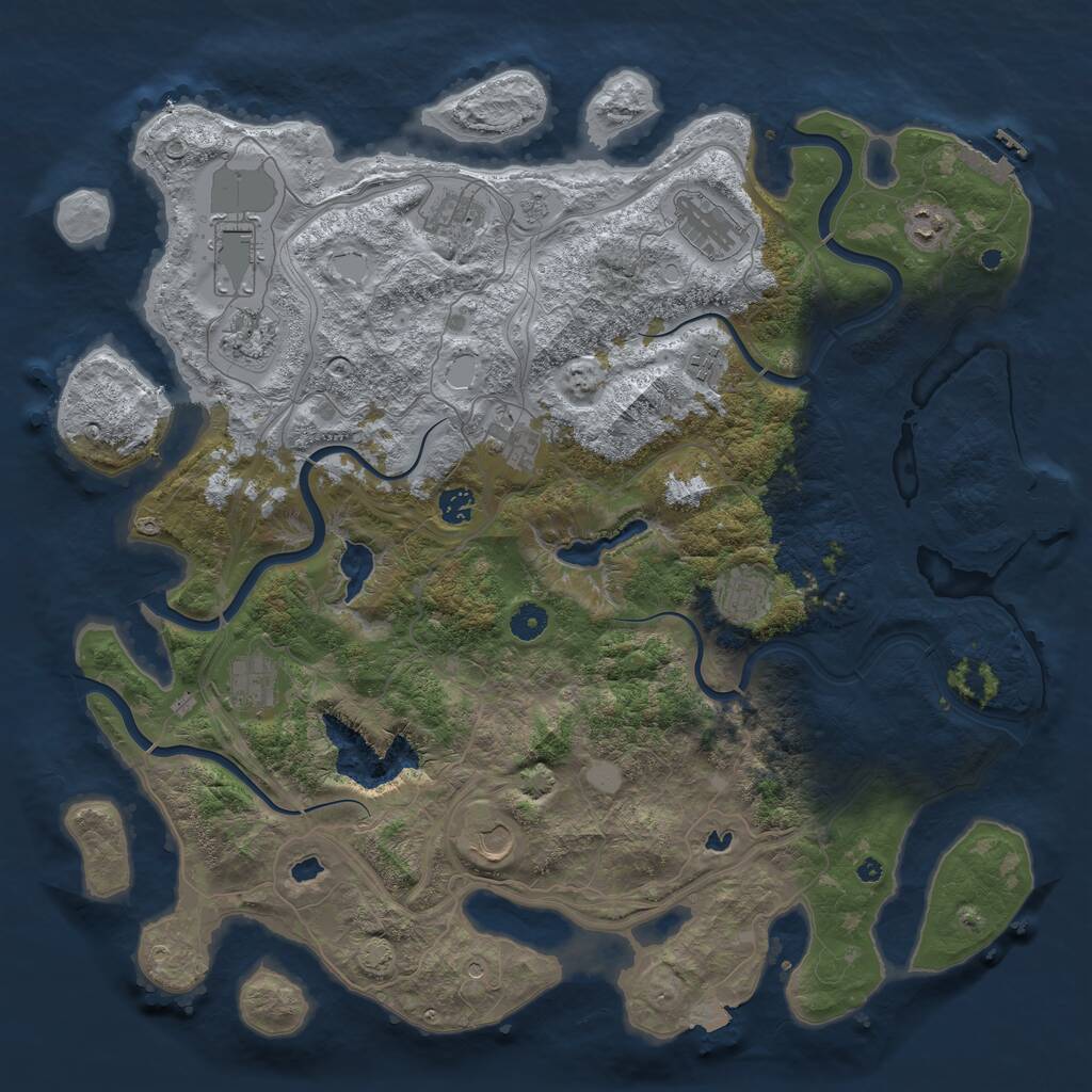 Rust Map: Procedural Map, Size: 4500, Seed: 4995924, 17 Monuments