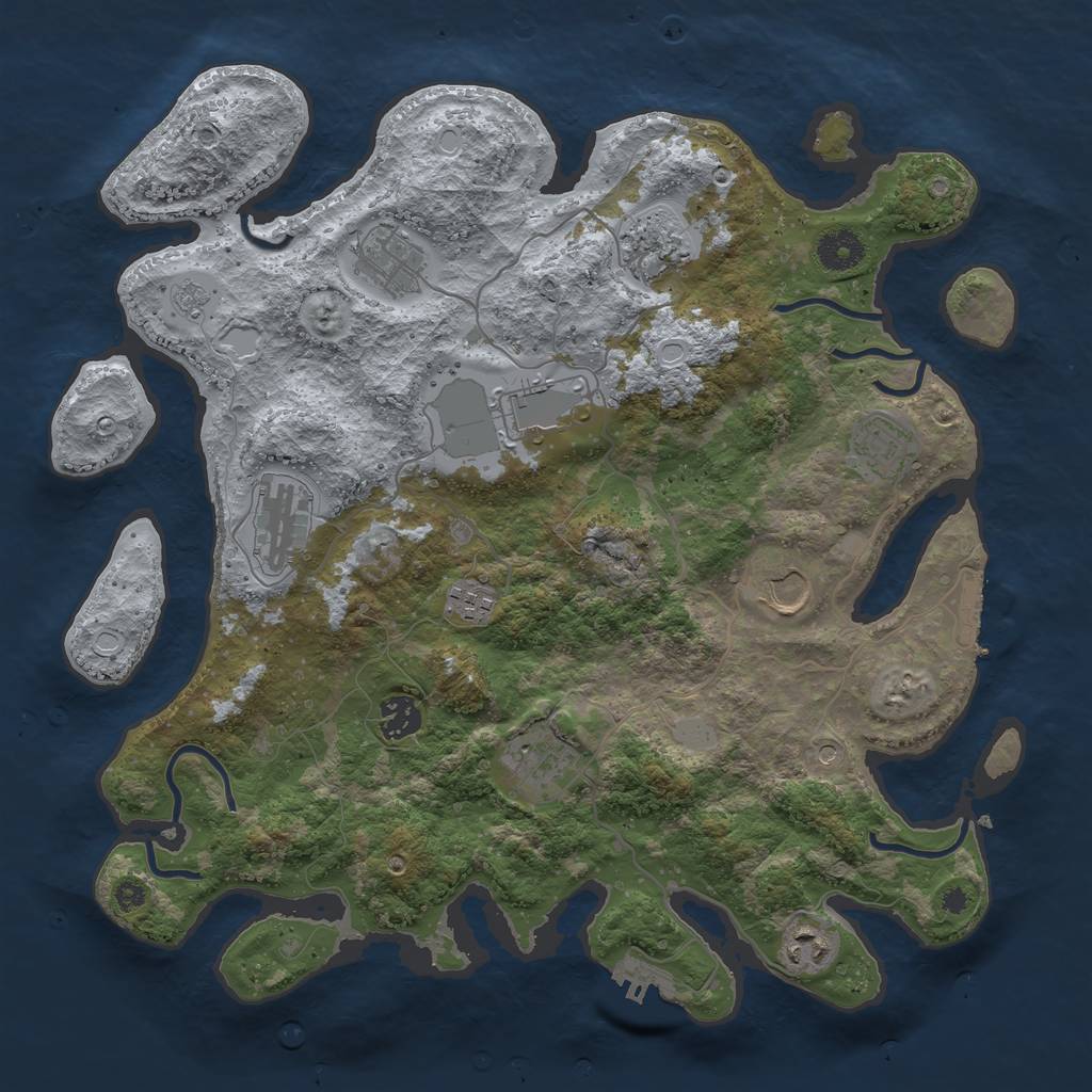 Rust Map: Procedural Map, Size: 3750, Seed: 898603346, 19 Monuments