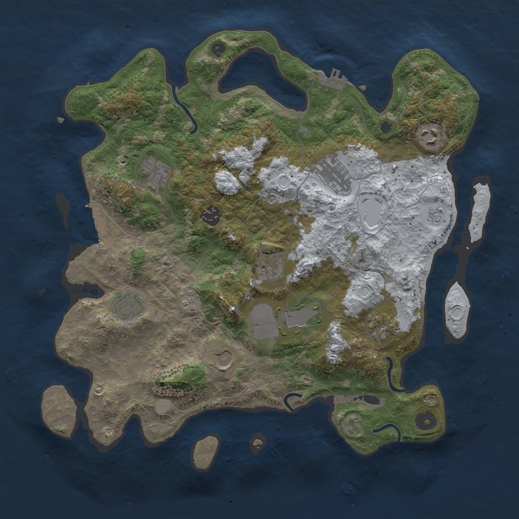 Rust Map: Procedural Map, Size: 3850, Seed: 304939904, 19 Monuments