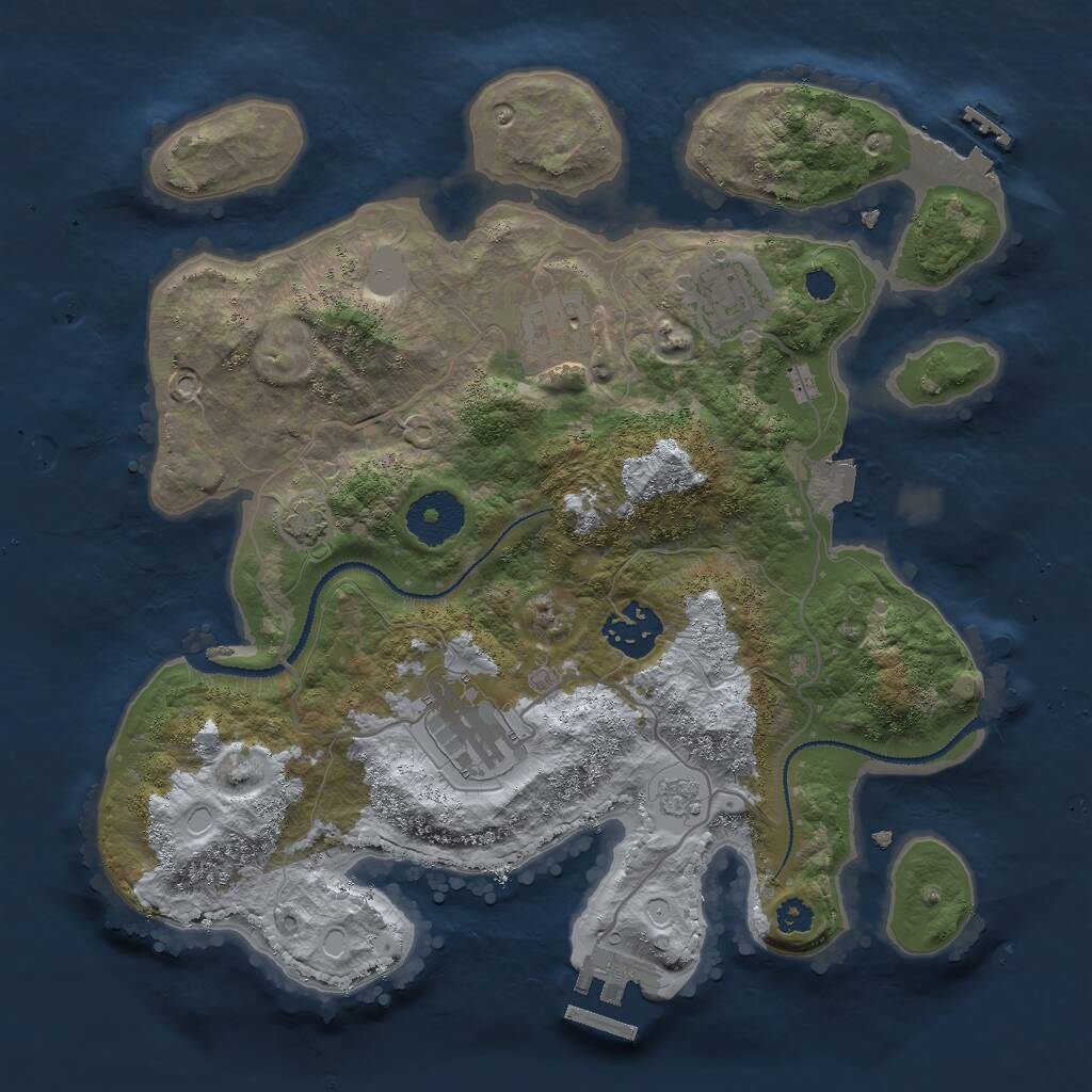 Rust Map: Procedural Map, Size: 3000, Seed: 216195790, 9 Monuments