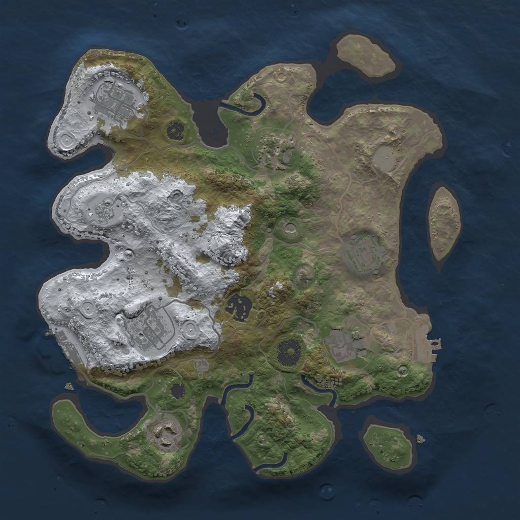 Rust Map: Procedural Map, Size: 3000, Seed: 238902, 16 Monuments