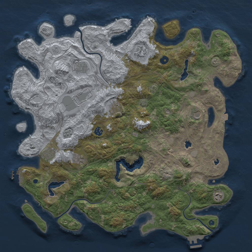 Rust Map: Procedural Map, Size: 4500, Seed: 427621, 16 Monuments