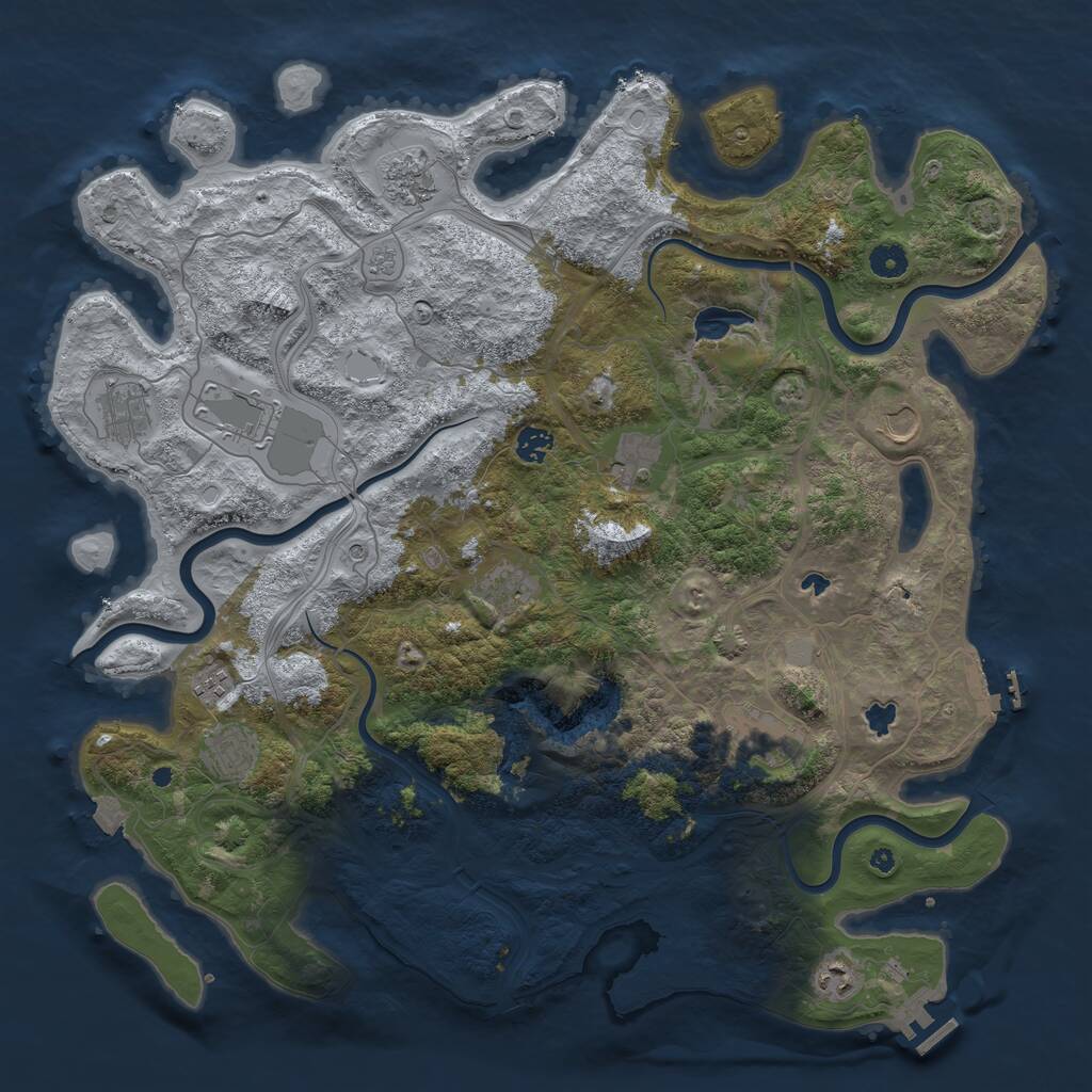 Rust Map: Procedural Map, Size: 4500, Seed: 427621, 17 Monuments