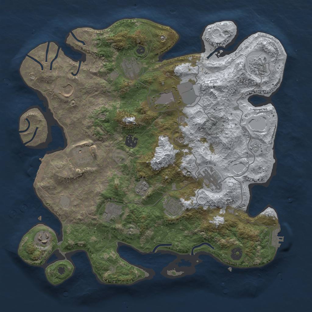 Rust Map: Procedural Map, Size: 3700, Seed: 917990765, 20 Monuments