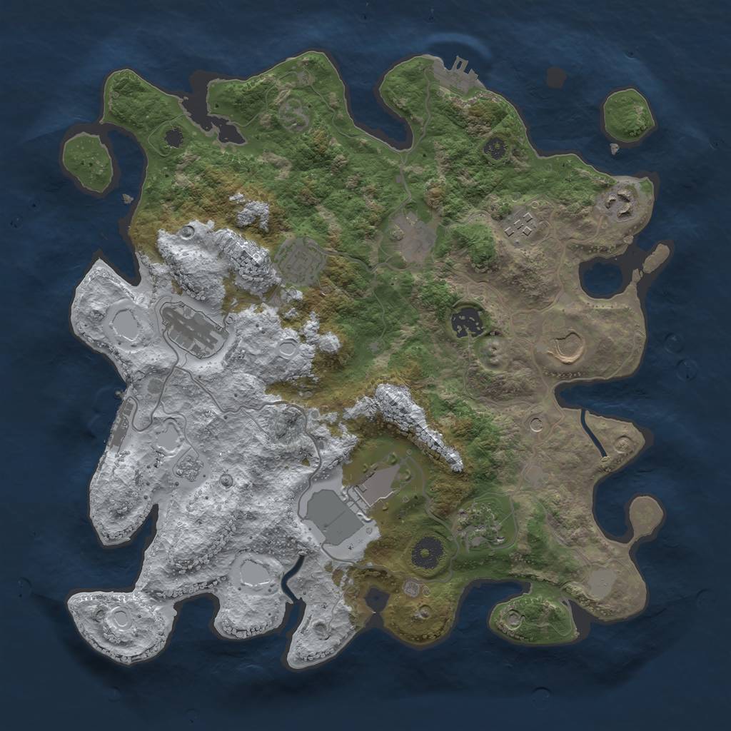 Rust Map: Procedural Map, Size: 3500, Seed: 1598823773, 18 Monuments