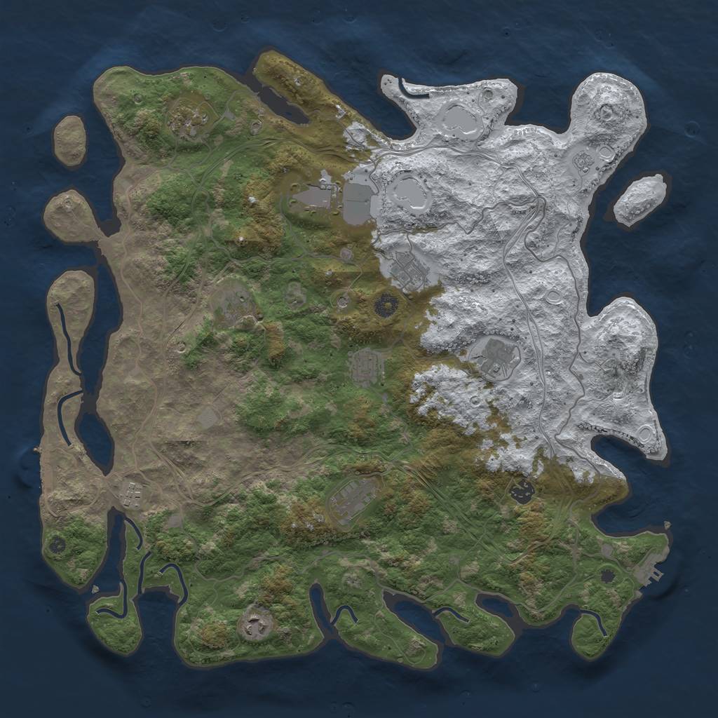 Rust Map: Procedural Map, Size: 4500, Seed: 5367987, 19 Monuments