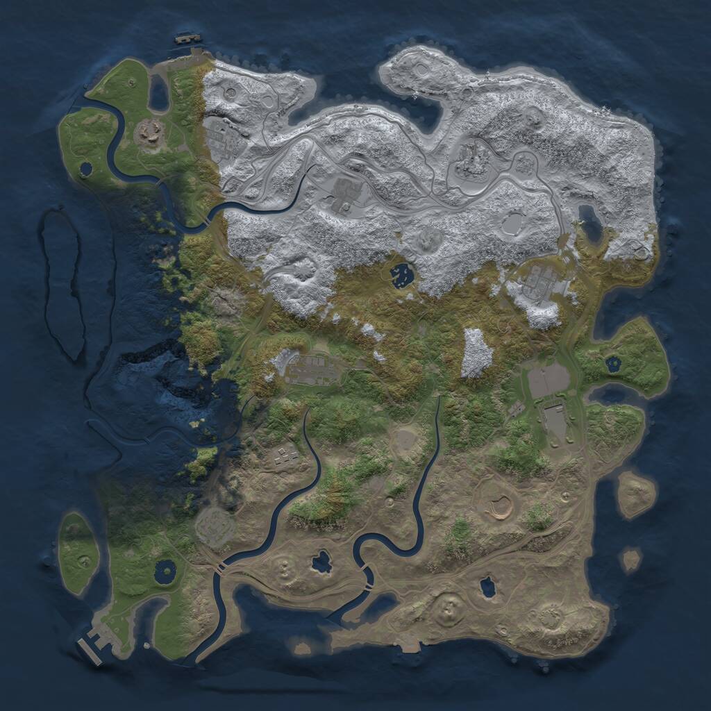 Rust Map: Procedural Map, Size: 4500, Seed: 551349357, 17 Monuments